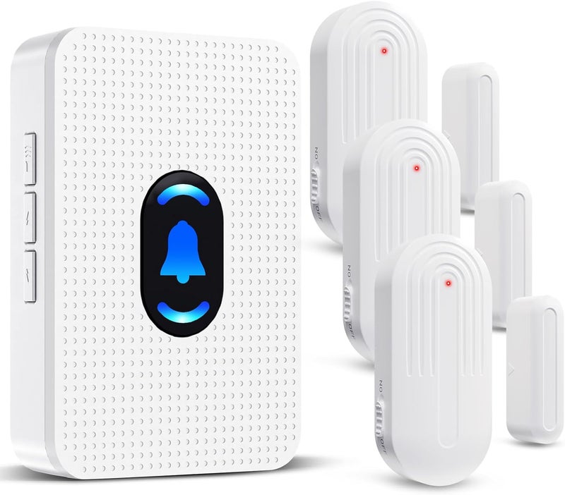 Daytech Wireless Door Chime Alarm System - 800ft Long Range, 20 Melodies, 5 Volume Levels, 3 Sensors + 1 Receiver for Business, Home & Office Entry Alerts - Image 1